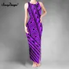 NoisyDesigns Sexig bodycon klänning för kvinnor dubbel slits väst polynesisk stam mönster röda klubb lady long vestidos sundress 220627