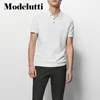 Modelutti Spring Summer Fashion Men FineGrained Cotton Short Sleeve Polo Shirt Solid Simple Loose Casual Tops Man 220615