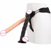 Длинный реалистичный фаллоимитатор Strapon жгут трусики лесбийский ремешок на всасывающем чаше мягкий пенис без бретелек для женщин сексуальные игрушки