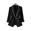 Taille 4XL Blazer Femme Paillettes Femme été crème solaire veste blanc costume veste Femme mode mince noir Cardigan 220812