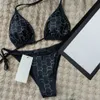 Designer bikinis kvinna tvådelar bikini med brev baddräkter kristall sommar badkläder strand lyx baddräkter trepunkts baddräkt
