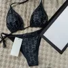 Designer Bikinis Kvinna Tvådelad Bikini Med Letter Baddräkter Kristall Sommar Badkläder Strand Lyxiga Baddräkter Trepunktsbaddräkt