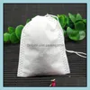 100Pcs/Lot Teabags 5.5 X 7Cm Fabric Empty Scented Tea Bags With String Heal Seal Filter For Herb Loose Bolsas Drop Delivery 2021 Coffee To