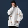 Women's Hoodies & Sweatshirts 2022 Autumn Winter Removable Creative Bear Head Pin Hip Hop Streetwear Casual Cute Pullover Pocket Hooded