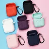 20 couleurs pour Apple Airpods 1/2 étuis Silicone protecteur contre les bouleversements Airpod couverture Earpod étui Anti-chute avec crochet