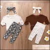 Kleding sets kinderen meisjes outfits kinderen topsandheart slangen patroon print en hoofdband 3 stcs/set veer autum mxhome dhsjh