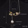 Цепи стерлинговой серебряная лягушка лотос цветочная форма женское ожерелье Винтажное жемчужное подвесной ожерелья украшения на шее xl011chains