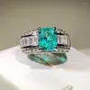 Cluster Rings Big Bling Green Stone Silver For Women Wedding Engagement Fashion Jewelry 2022 Trendcluster Rita22