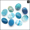 Arts And Crafts Arts Gifts Home Garden Wholesale 15X20Mm Oval Striped Agate Stone Carving Cabochon Natural Crystal Polishi Dhdyn