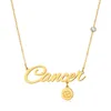 12 Signo del zodiaco Collar Cadenas de oro de acero inoxidable Virgo Cáncer Carta Colgantes Encanto Signo de estrella Collares para mujeres Gargantilla Astrología Joyería de moda fina