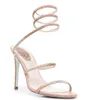 Сексуальные кожаные сандалии Renes Cleo, украшенные кристаллами, женские красивые туфли-лодочки с ремешками, летние роскошные бренды CaovillaS, женские туфли на высоком каблуке 4811231