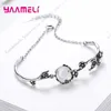 Link Chain Silver Bracelets Bangles Pretty Plum Blossom Flower Natural Crystal Charms Jewelry For Women Girls Birthday GiftLink Lars22