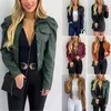 Jackets femininas outono de couro de couro básico de casaco básico Moda de moda Bomber Casaco feminino