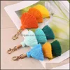 Keychains Three Layers Cotton Tassel Keychain Bohemian Boho Style Women Bag Pendant Mticolor Handmade Key Chain 10 Col Keychainshop Dhtfo