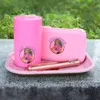 Glass Pipe Cigarette Maker Rolling Tray Cigarette Herb Grinder Pink Set Lady Hornet Portable Smoking Set