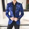 Mens blazer Luxury Prom Men Blazer Embroidered Wine Red Long Sleeve Coat Homme Slim Fit stage jackets 220527