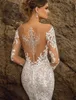Neuestes Hochzeitskleid Meerjungfrau Spitze Deep V-Ausschnitt Ausschnitt Full Sleeves Chapel Train Plus Size Braut Kleid 2022 Vestidos de Novia