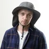 Autumn Sun Hat Men Women Bucket Hat with Neck Flap Outdoor UV Protection Large Wide Brim Hiking Fishing Mesh Breathable Cap 220525