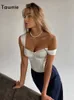 Tawnie Y2K Satin Off Shoulder Corset Cropped Top Women Sleeveless Backless Sexy Strapless Vest Skinny Summer Tank Tube Tops 220325