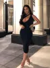 Kliou Cut Out Sexy Midnight Clubwear Maxi Dresses Solid One Shoulder Birthday Outfit For Women Slim Bodycon Party Dress 220504