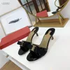 Fashion Designer Style Ladies Sandals Round Toe 5cm High Heels Cute Bow Summer Dress Temperament Sandals Oversized 34-42-43 With Box