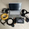 Auto Diagnostic Tool för BMW ICOM A2 B C-kodskannergränssnitt och kablar Laptop CF-AX2 installerad väl