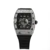 Projektant męski zegarek moda luksusowy czarny diament zegarek kwarcowy zegarki sportowe silikonowe zegarki na rękę