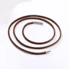 Chains 2-3mm Black Brown Leather Cord Necklaces Wax Rope Lace Chain With Stainless Steel Rotary Clasp Jewelry 16-30inch