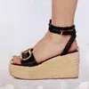 Designer Design dames hellende sandalen mode luxe rietje eenvoudige kruis enkelbandjes comfortabele vrouwen schoenen strand vakantie zwart bruin hak sandalen maat35-41