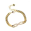 Link Chain High Quality Alloy Gold Plated Bracelets For Men CZ Infinity Symbol 8 Pendant Blank Curb Cuban Bangle Jewelry Gifts Fawn22