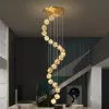 Modern Luxury Gypsophila Chandelier Pendant Lamp Large Spiral Staircase Glass Long Hanging Lamps Loft Hotel Home Decor Brass Lighting Fixtures
