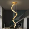 Modern Lüks Gypsophila Avize Kolye Lamba Büyük Spiral Merdiven Cam Uzun Asılı Lambalar Loft Otel Ev Dekorasyonu Pirinç Aydınlatma Armatürleri