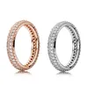 Echter 925er Sterlingsilber-eleganter Pave-Band-Ring voller CZ-Diamant-Frauen-Hochzeitsschmuck Originalverpackung für Pandora-Ring-Set