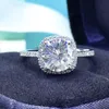 Cluster anneaux 100% Moissanite 1CT 2CT 3CT Engagement brillant en diamant pour les femmes promet un cadeau en argent sterling