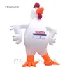 Customized Advertising Inflatable Rooster Outdoor Cartoon Animal Mascot Model White Air Blow Up Chicken Balloon For Farm Event