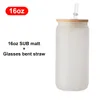 16oz Clear Frosted SubliMation Blanks Beer Glass Mugs Soda kan formade iska kaffekoppar med bambu lock -tumlar