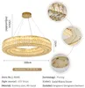 Hängslampor guld lyx modern ring kristall ljuskrona för levande matsal pendelljus hem hängande lampdekor ljusarmaturer