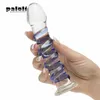 Vuxna produkter Sapphire Spiral Glass Dildo Sexiga leksaker för kvinnor Gay Masturbation Crystal Female Masturbator