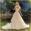 2022 New Elegant Simple A Line Wedding Dress Square Neck Tulle Korean Vintage Short Sleeve Sweep Train Bridal Gown White