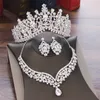 Barock Kristall Wassertropfen Brautschmuck Sets Tiaras Krone Halskette Ohrringe für Braut Hochzeit Dubai Set 220812