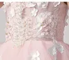 2022 Beautiful Lavendar Flower Girls Dresses 3D Flowers Girls Pageant Gowns for Kids Wedding Party First Holy Communion Dresses Robes de fête