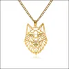 Pendant Necklaces Pendants Jewelry Hollow Wolf Head Necklace For Men Personality Punk Style Stainless Steel Drop Delivery 2021 3Imat