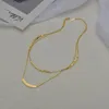 Kedjor acheerup mode rostfritt stål halsband för kvinna guld dubbel lager kedja bar choker smycken fest gåva freechains sidn22