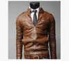 Ny mode Autumn Male Läderjacka plus storlek 3XL Black Brown Men Stand Collar Pu Jackets Biker L220801