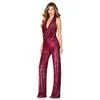 Frauen Casual Sexy V-ausschnitt Sparkly Overalls Langarm Onesie Lose Hosen Party Clubwear