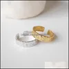 Полосовые кольца ювелирные изделия IRREGAR CONGAVE-CONVEX SAMPT 925 SERLING SIER TIN FOIL Paper Open Ring для женщин против Allergy YMR521 Drop Delivery 2021