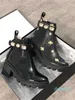 2022-Genuine Leather Women Ankle Booties Embroidered Laureate Platform Martin Boots Chunky Heel Star Trail Ankle Boot Winter Boot