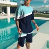 Couleur de piste masculine Couleur de contraste d'été Net Red T-shirt Men's Cost Fashion Trend 3D Père d'impression courte manche O-cou oversize