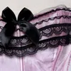 Sexy satijnen kant overlay corset bustier overbust burlesque corselet top bodyshaper lingerie showgirl feest kostuum plus maat 220615