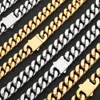 Kubanische Gliederkette, Halskette, Armband-Set, schwere 18 Karat vergoldete Edelstahl-Metall-Halskette für Jungen und Mädchen mit Design-Federschnalle, Modeschmuck
